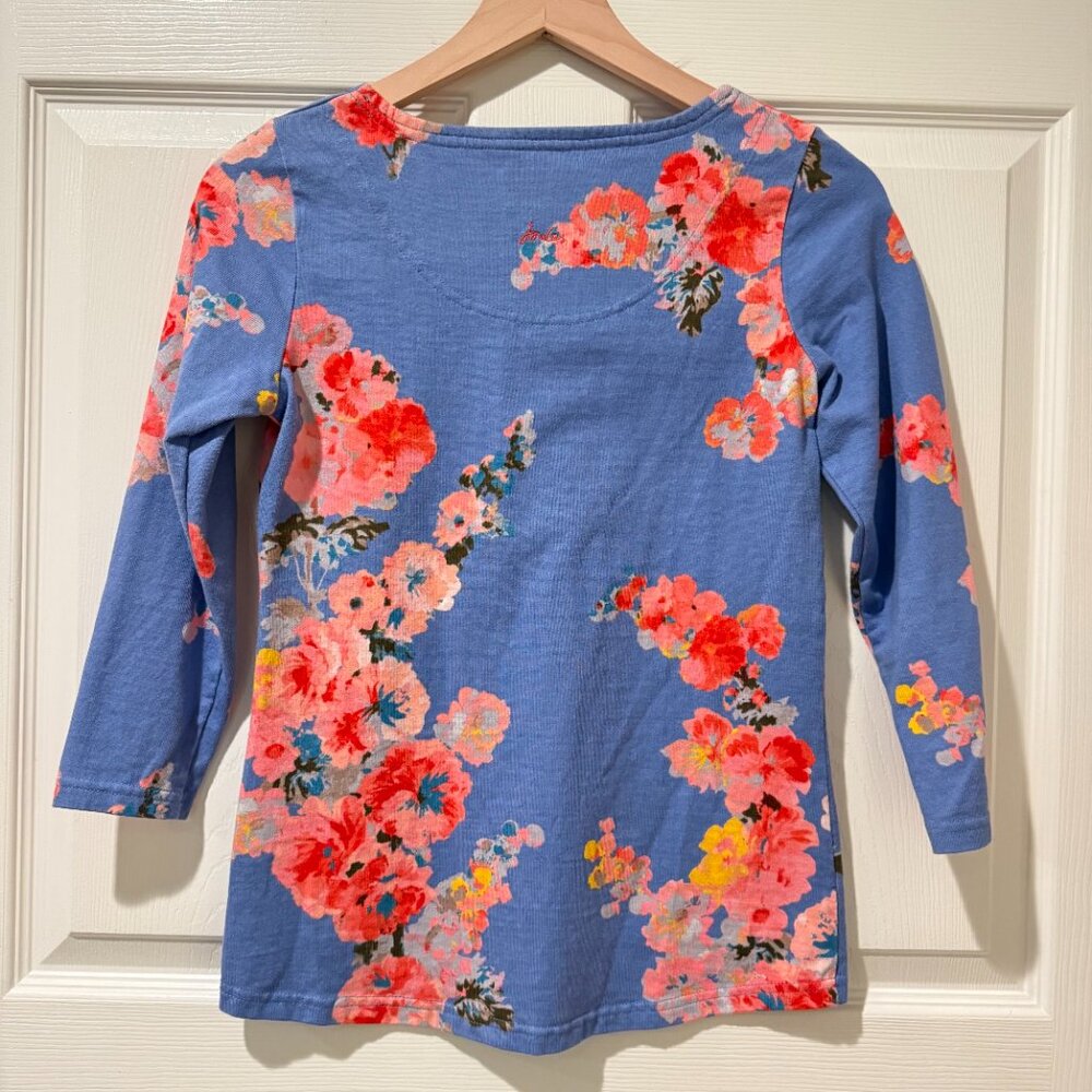 Joules Harbour Print Blue Floral Jersey Top British 100% Cotton US 2 / UK 6 - Picture 3 of 12